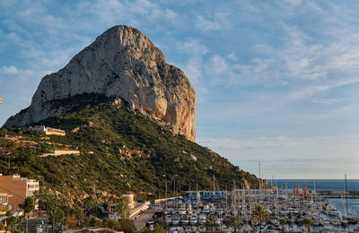 Panoramic view of sea and buildings against sky