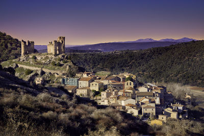 High angle view of townscape against sky