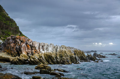 Scenic view of sea against cloudy sky