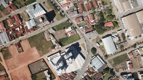 High angle view of residential buildings