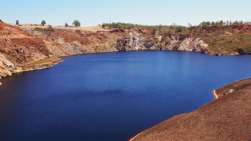 Scenic view of river against clear sky