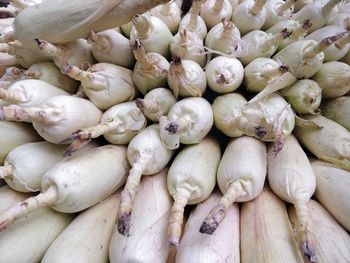 High angle view of sweetcorn for sale at market stall