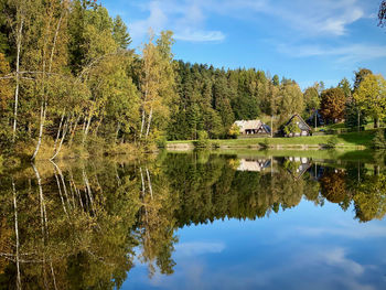 Scenic view of lake against sky