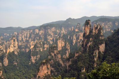 Panoramic view of landscape and mountains against sky