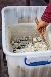 High angle view of food in container