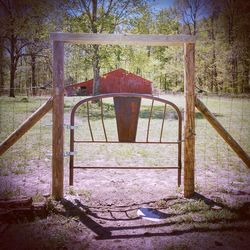 Old rusty metallic structure in park