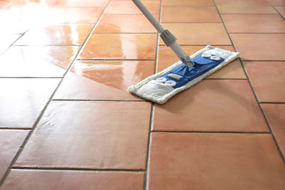 High angle view of person on floor