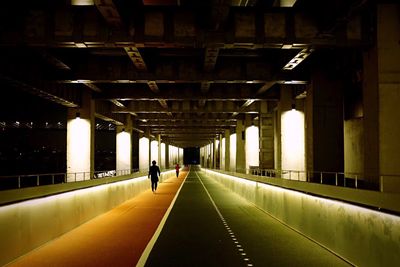 Interior of illuminated bridge