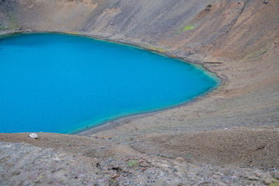 High angle view of blue lake