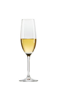 Close-up of wineglass against white background
