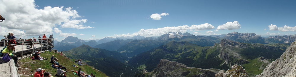 Panoramic view of mountains against sky