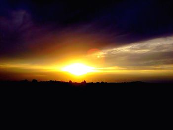 Scenic view of silhouette landscape against sky during sunset