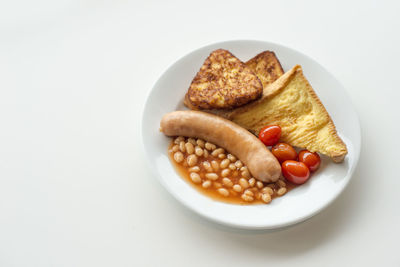 Close-up of breakfast served in plate