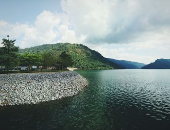 Scenic view of lake against sky