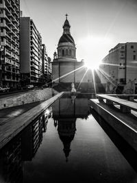 Reflection of buildings in water