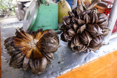 Close-up of food on table