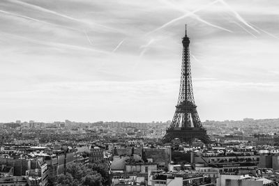 View from arc de triomphe to eiffel tower