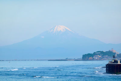 Scenic view of sea against clear sky