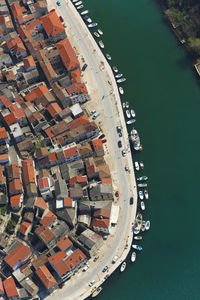 High angle view of buildings in city