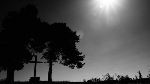 Low angle view of silhouette trees against sky