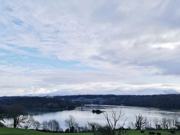 Scenic view of lake against sky