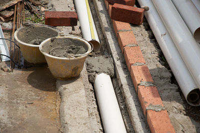 House renovation,installation of sewer pipes for drainage