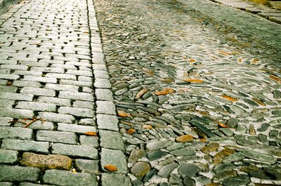 Surface level of cobblestone pathway