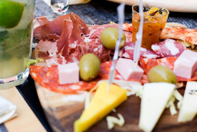 Close-up of served food in plate