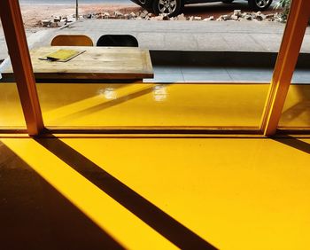 Close-up of yellow car