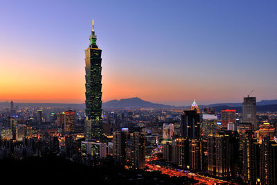 Illuminated city at night