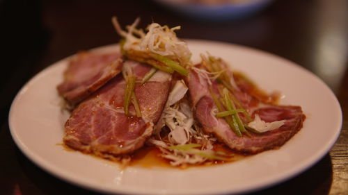 Close-up of meal served in plate