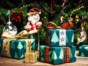 Christmas decorations on table