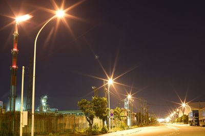 Road lit up at night