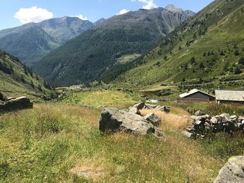 Scenic view of field against mountains