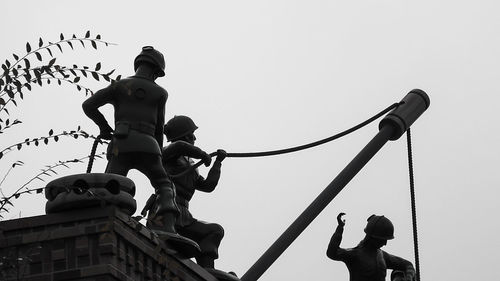 Low angle view of statue against clear sky