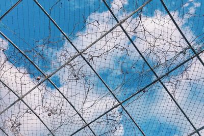 Full frame shot of blue sky seen through glass