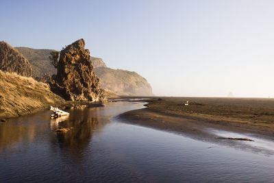 Scenic view of sea against clear sky