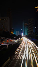 High angle view of illuminated city at night