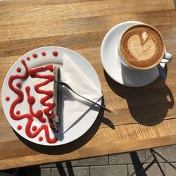 High angle view of coffee on table