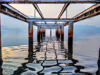 Reflection of bridge in water