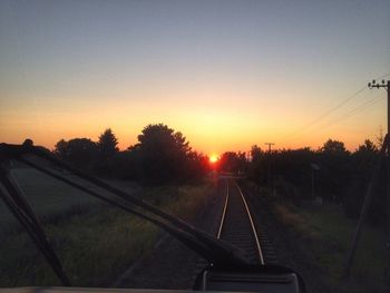 Railroad track at sunset