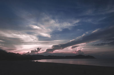 Scenic view of sea against dramatic sky