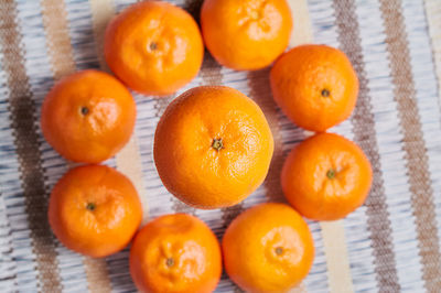 High angle view of oranges on table