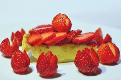 Close-up of strawberries in plate
