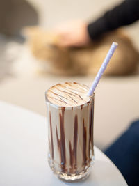 Close-up of drink in glass on table