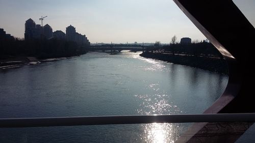 View of river with cityscape in background