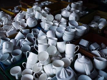 High angle view of crockeries for sale in store