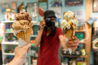 Man holding ice cream