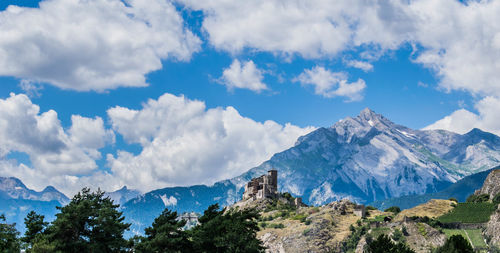Panoramic view of mountains against sky