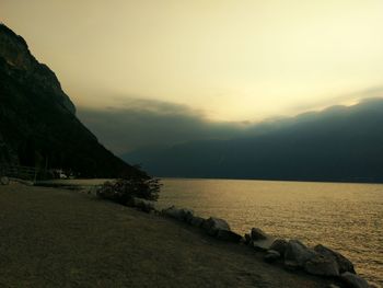 Scenic view of sea against cloudy sky